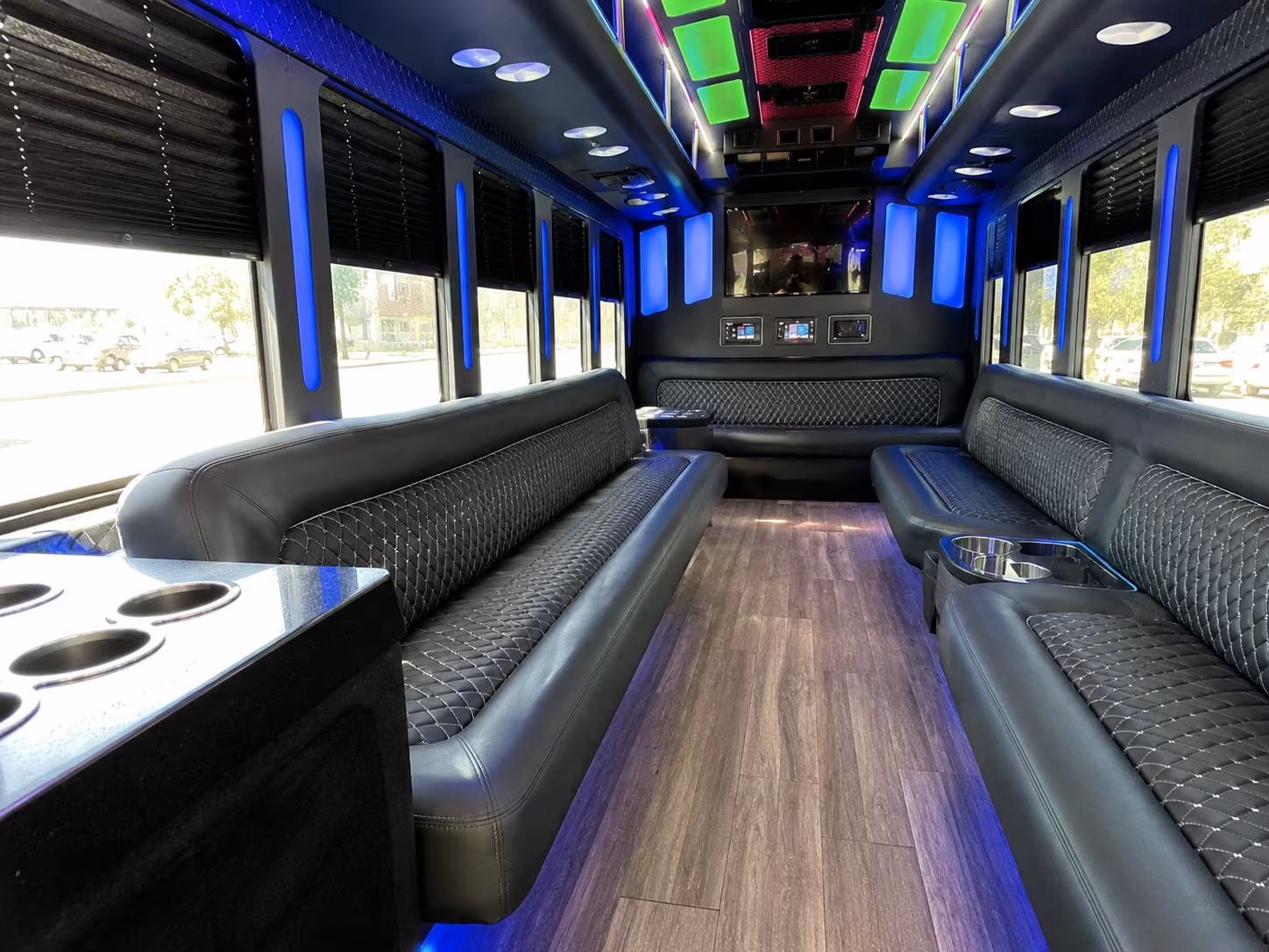 temple 15 passenger party bus inside