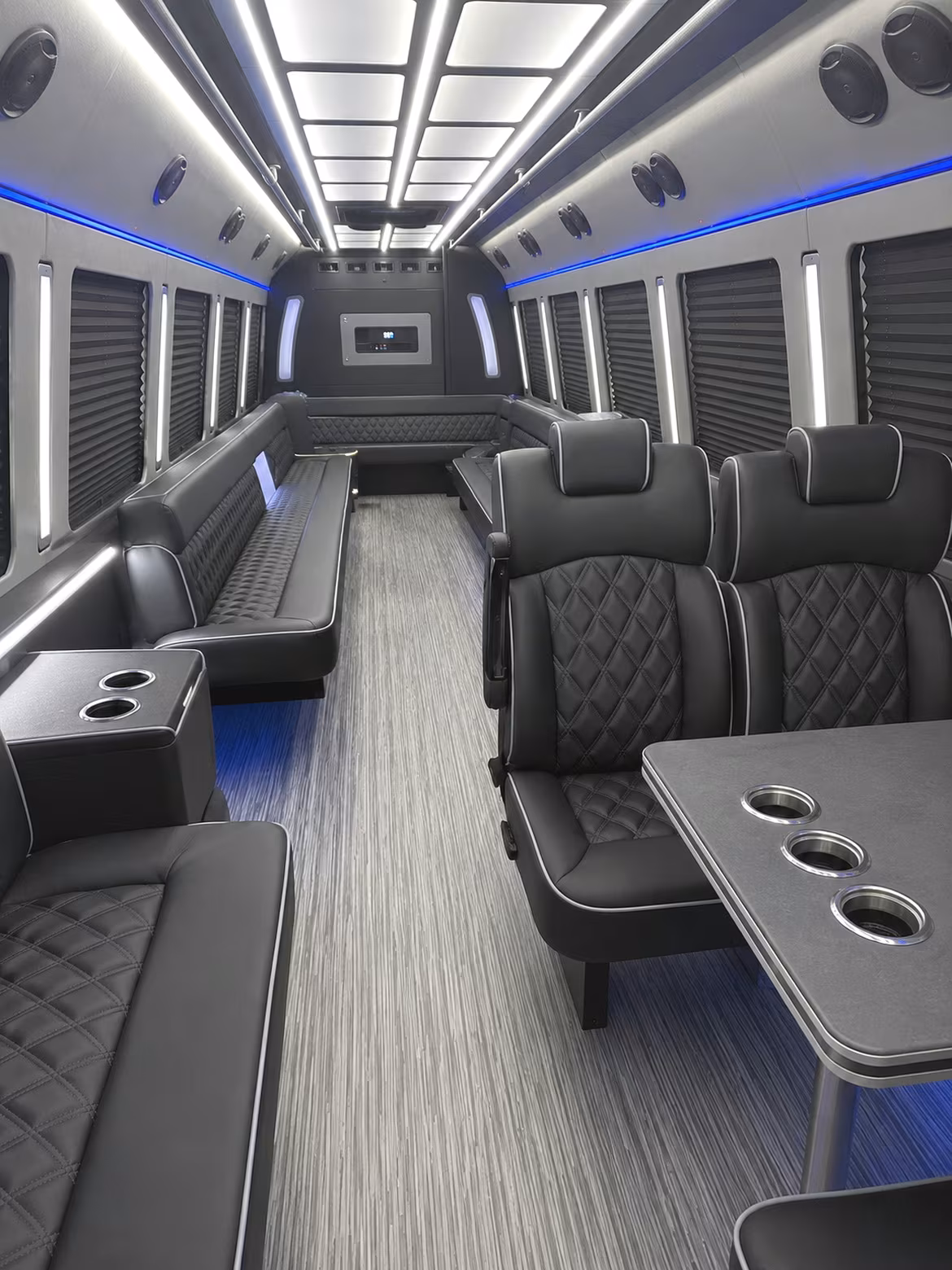 temple 25 passenger party bus inside