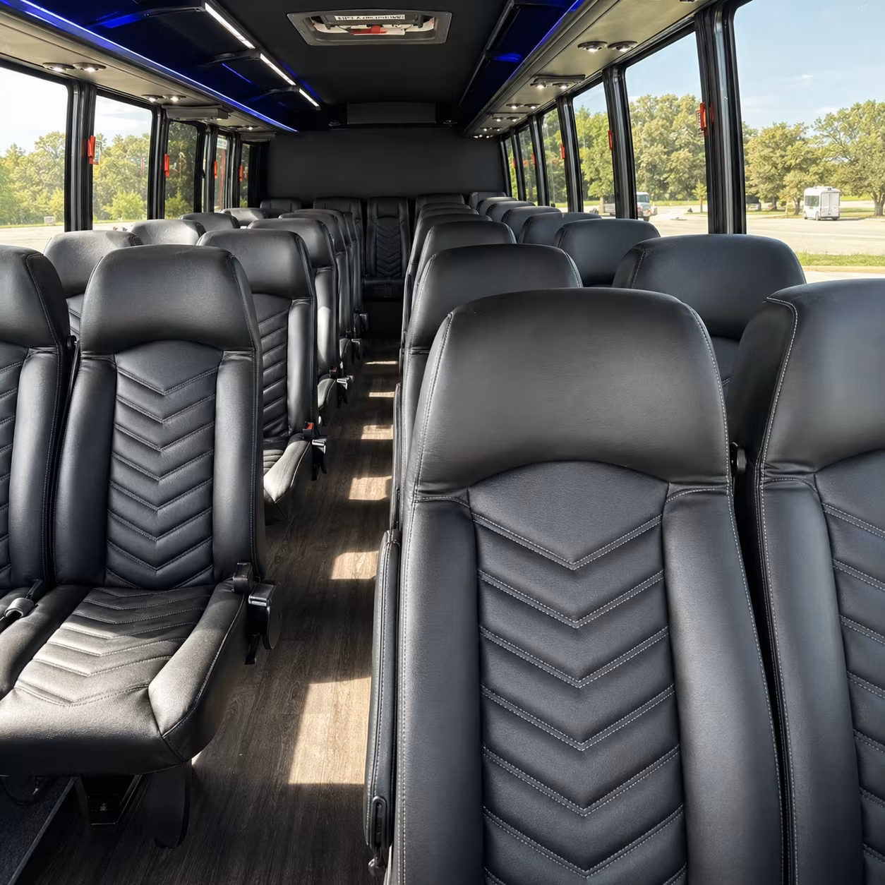 temple 28 passenger minibus inside