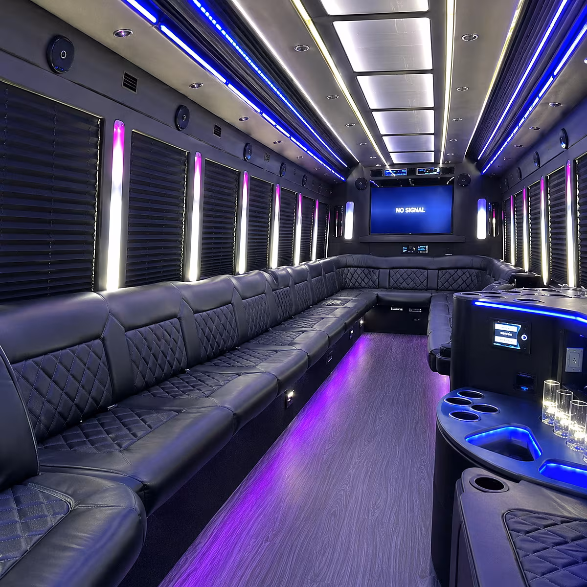 temple 30 passenger party bus inside