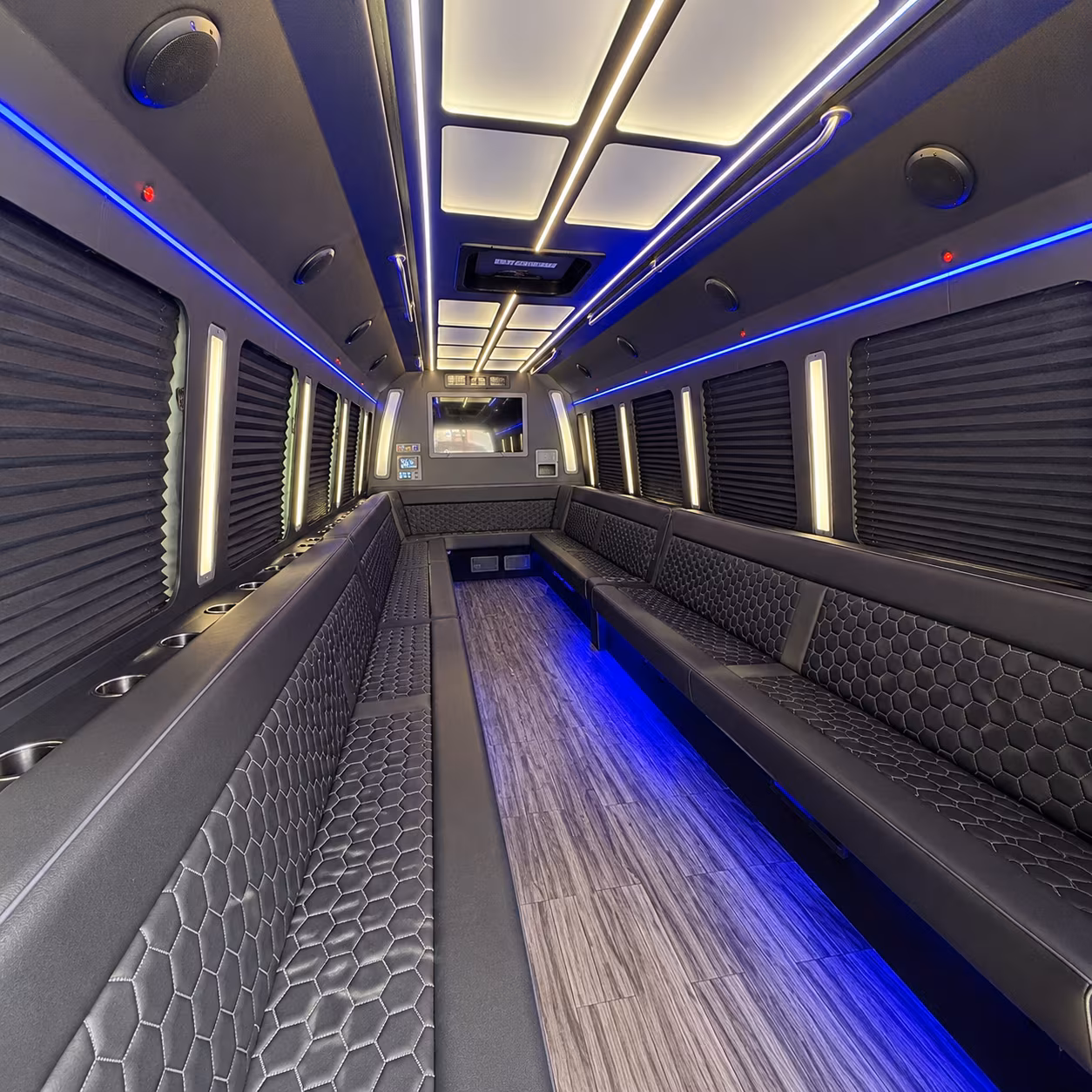 temple 30 passenger party bus interior
