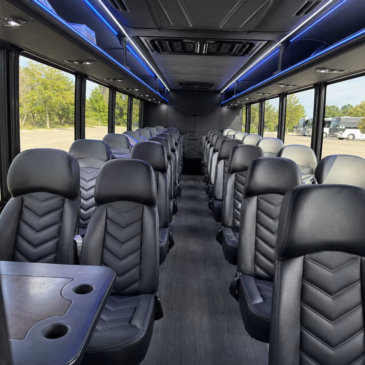 temple 35 passenger minibus interior