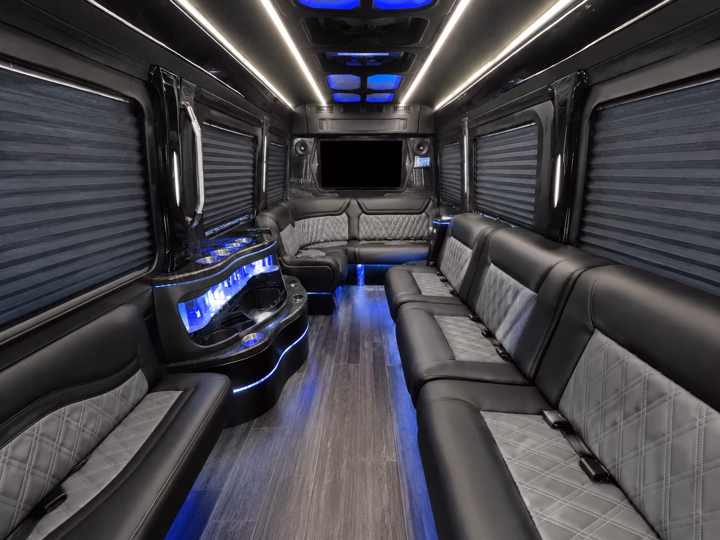 temple 40 passenger party bus inside