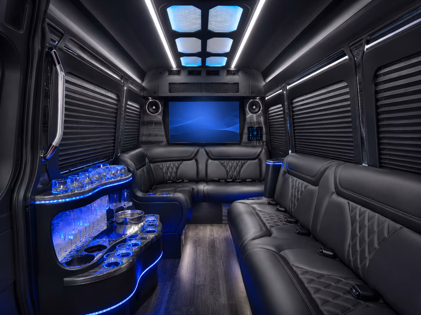temple 50 passenger party bus inside